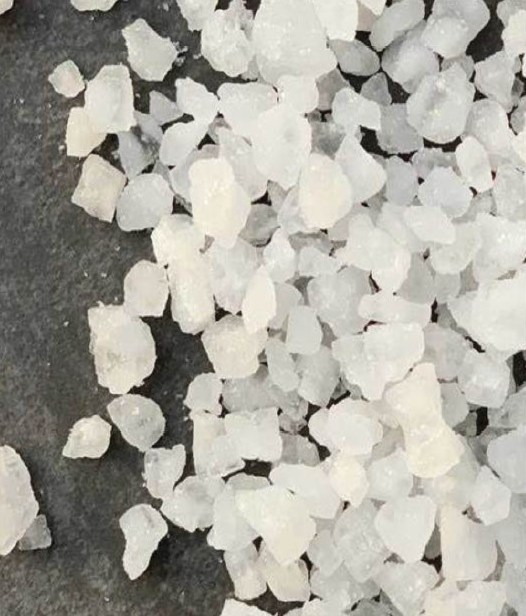 Sieved white salt crystals