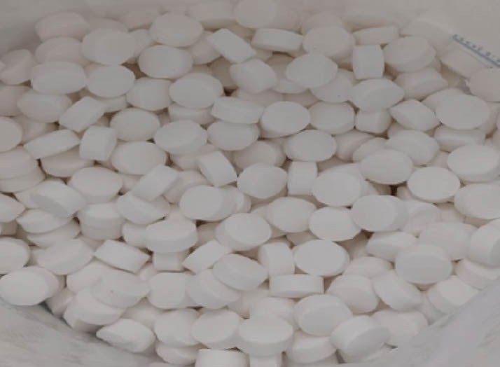 Pressed white salt tablets